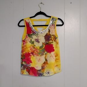 Love Letter Collection Crystal Studded  Floral Tank Top